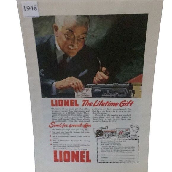 Vintage 1948 Lionel The Lifetime Gift Ad Advertisment - Picture 1 of 5